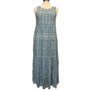 Max Studio Floral Tiered Maxi Dress Womens Medium Beach Coverup Summer Cruise